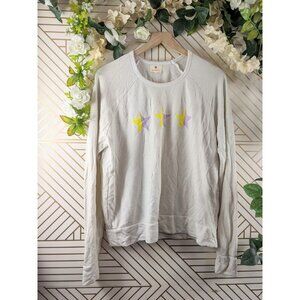 Sundry Women's Pullover Sweater Three Stars Purple Yellow Size 3 HOLE